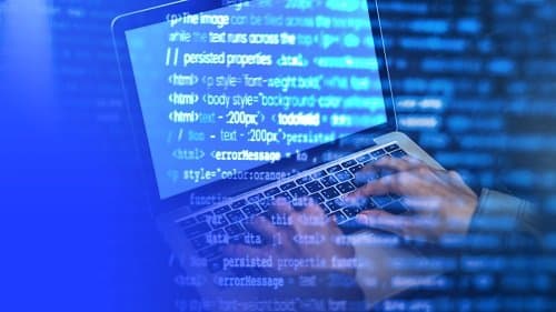 it guy coding on a laptop screen